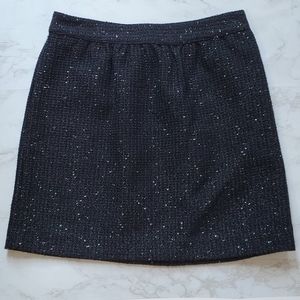 Loft Petite Navy and Silver Tweed Skirt